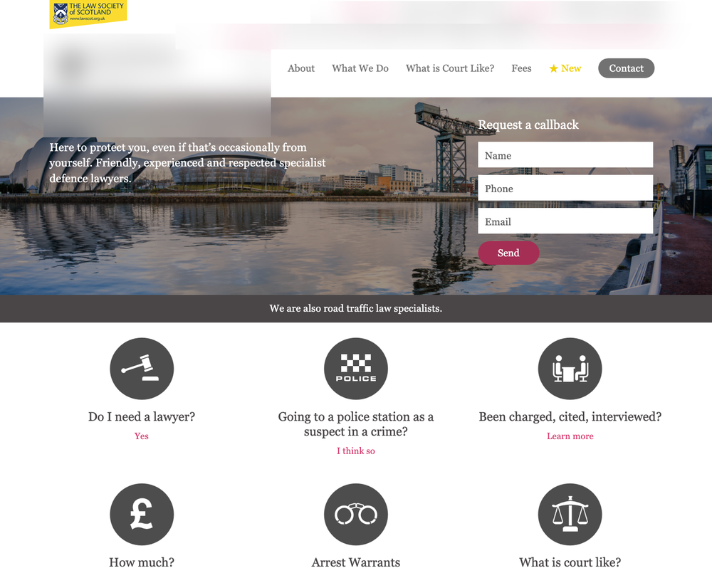 Before: a Glasgow criminal defence firm's current website