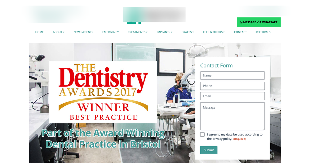 Before: a Bristol dental practice's current website