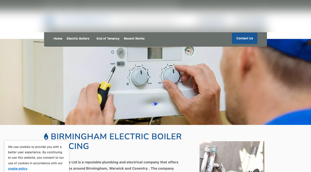 Before: the same heating firm's current website